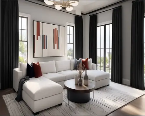 dark charcoal blackout curtains.