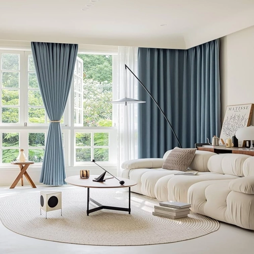 serene blue blackout curtains.